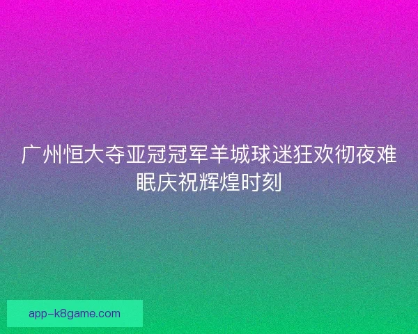广州恒大夺亚冠冠军羊城球迷狂欢彻夜难眠庆祝辉煌时刻